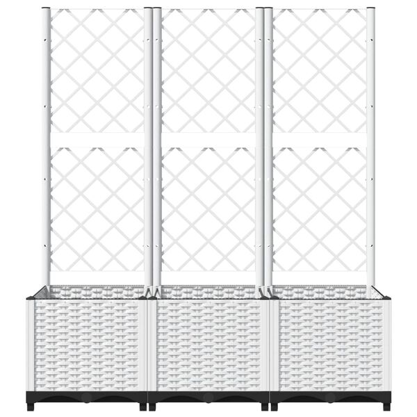 vidaXL Garden Planter with Trellis White 120x40x136 cm PP