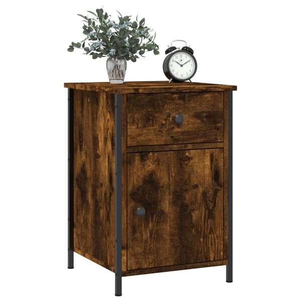 vidaXL Bedside Cabinet Smoked Oak 40x42x60 cm Engineered Wood