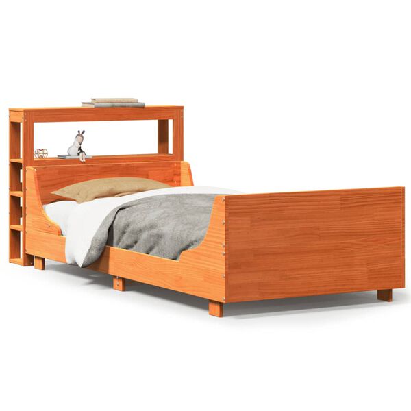 vidaXL Bed Frame without Mattress Wax Brown 75x190 cm Small Single Solid Wood Pine