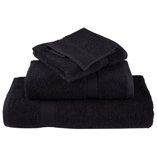 vidaXL 12 Piece Premium Towel Set SOLUND Black 600 gsm