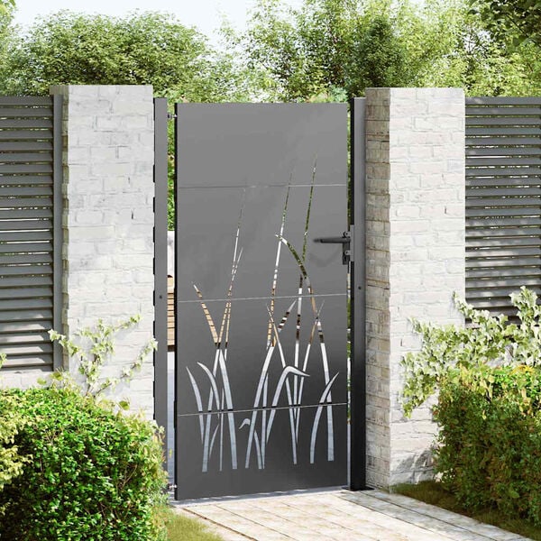 vidaXL Garden Gate with Lock Black 85 x 180 cm Powder-coated steel