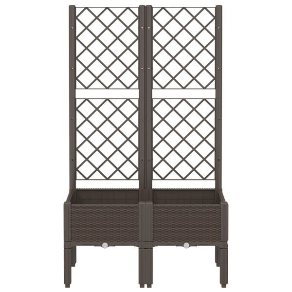 vidaXL Garden Planter with Trellis Brown 80x40x142 cm PP
