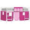 vidaXL Kids'Loft Bed Frame with Curtains White and Pink 90 x 201 cm