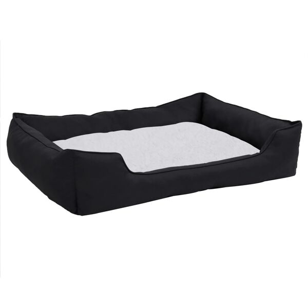 vidaXL Dog Bed Black and White 65x50x20 cm Linen Look Fleece