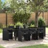 vidaXL Garden Dining Set with Cushion 9 pcs Black Poly Rattan