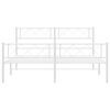 vidaXL Metal Bed Frame without Mattress with Footboard White 140x190cm