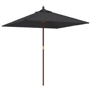 vidaXL Garden Parasol with Wooden Pole Black 198x198x231 cm