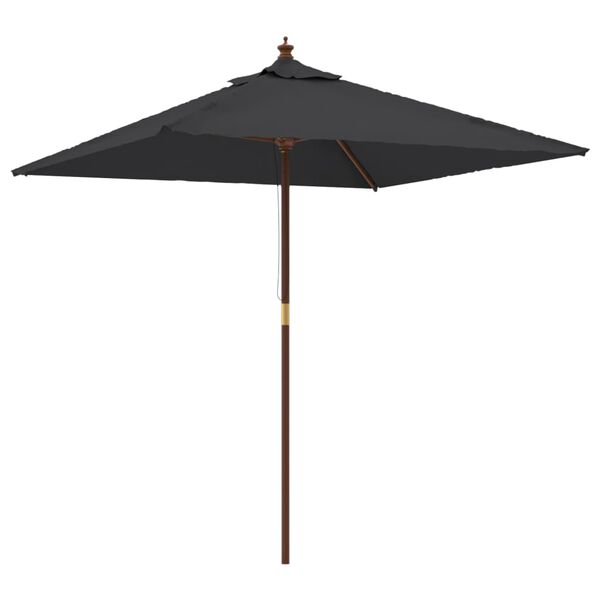 vidaXL Garden Parasol with Wooden Pole Black 198x198x231 cm