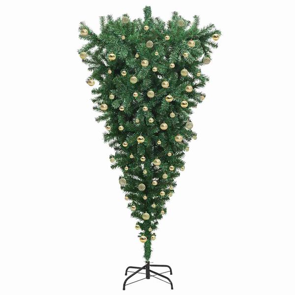 vidaXL Upside-down Artificial Pre-lit Christmas Tree with Ball Set PVC