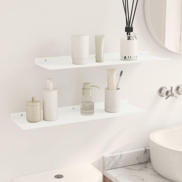 vidaXL Floating Shelf Wall-mounted 2 pcs White 60 x 18 x 2.5 cm Steel