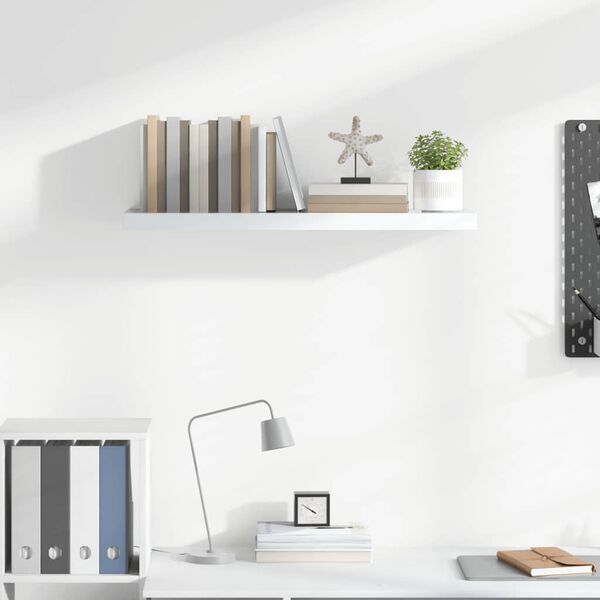 vidaXL Floating Wall Shelf High Gloss White 80x23.5x3.8 cm MDF