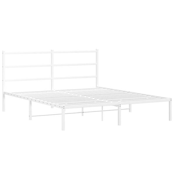 vidaXL Metal Bed Frame without Mattress with Headboard White 160x200cm
