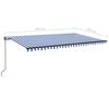 vidaXL Manual Retractable Awning with LED 500x350 cm Blue and White
