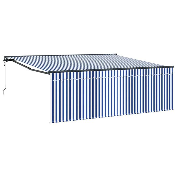 vidaXL Retractable Awning Blue and White 400 x 300 cm