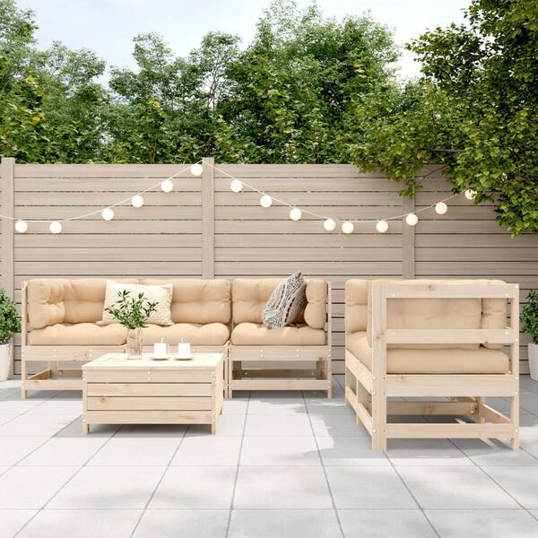 vidaXL 6 Piece Garden Sofa Set Solid Wood Pine