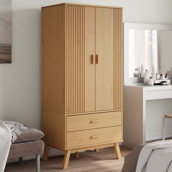 vidaXL Wardrobe OLDEN Brown 76.5x53x172 cm Solid Wood Pine