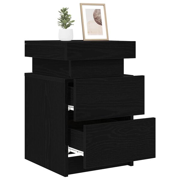 vidaXL Bedside Cabinet Black Oak 35 x 39 x 55 cm Engineered wood