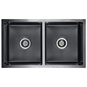 vidaXL Handmade Kitchen Sink Black Stainless Steel