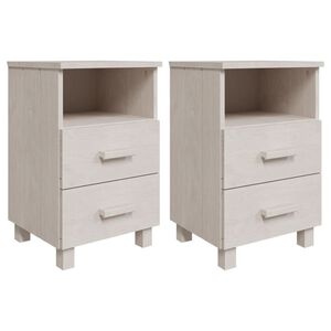 vidaXL Bedside Cabinet | Set of 2 | White | Solid pinewood, MDF | Compact