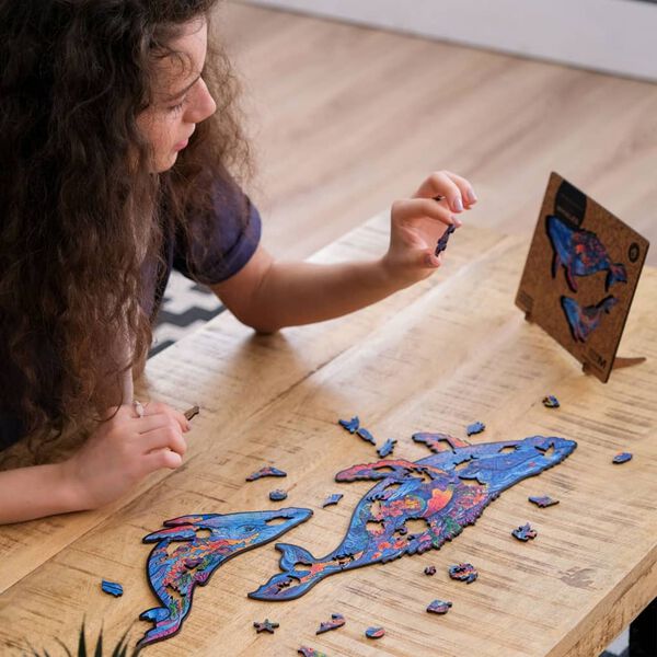 UNIDRAGON 268 Piece Wooden Jigsaw Puzzle Milky Whales King Size 43x27 cm