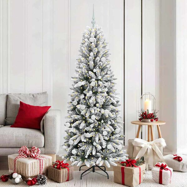 vidaXL Artificial Christmas Tree with 300 LEDs with Stand White 180 cm