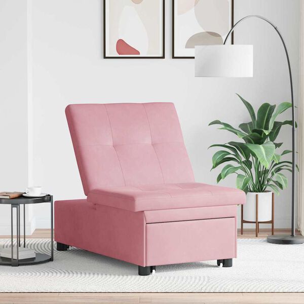 vidaXL Sofa Bed Pink 67 x 194 x 38 cm Velvet