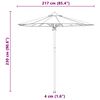 vidaXL Garden Parasol Cream White Ø 217 x 230 cm Bamboo