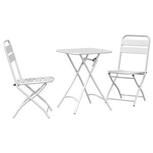 vidaXL Bistro Set 3 pcs White Steel