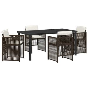 vidaXL Garden Dining Set 5 pcs Brown Powder-Coated Steel