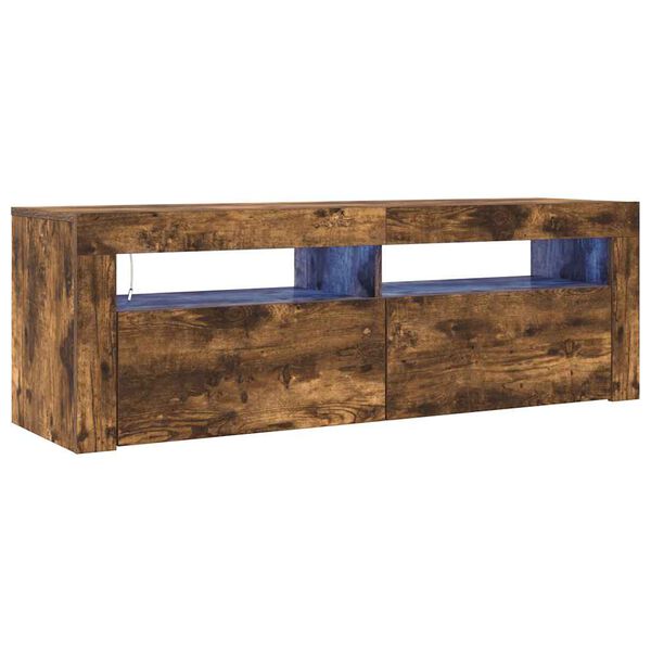 vidaXL TV Cabinet with LED Lights Smoked Oak 120x35x40 cm