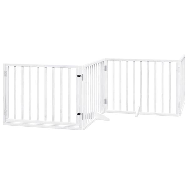 vidaXL Dog Gate with Door Foldable 6 Panels White 480 cm Poplar Wood