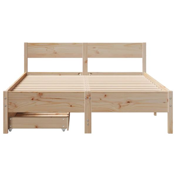 vidaXL Bed Frame without Mattress 150x200 cm King Size Solid Wood Pine