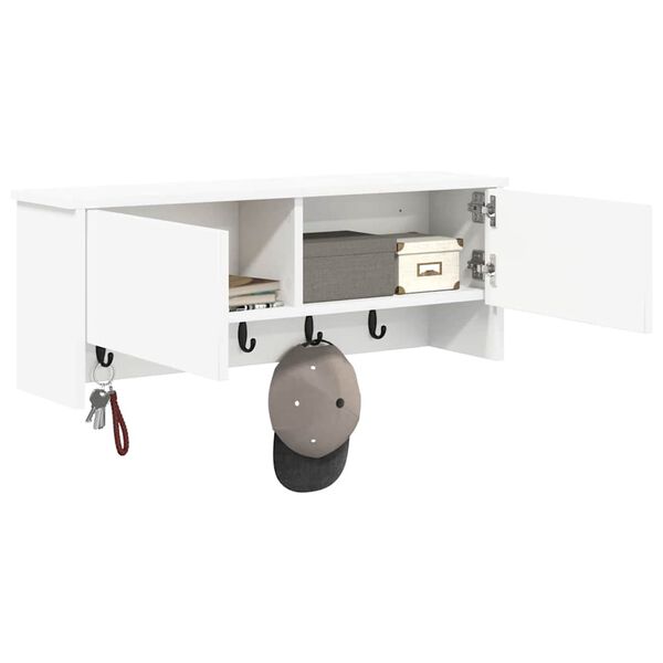 vidaXL Wall-Mounted Coat Rack White 80 x 20 x 30 cm Engineered wood