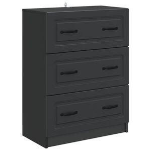 vidaXL Drawer Cabinet Black 66 x 34.5 x 87 cm Engineered Wood