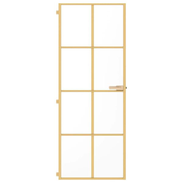 vidaXL Interior Door Slim Golden 76x201.5 cm Tempered Glass and Aluminium