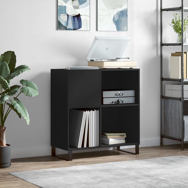 vidaXL Record Cabinet Black 84.5x38x89 cm Engineered Wood