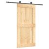 vidaXL Sliding Door Natural and Black 100 x 210 cm Solid Pine Wood