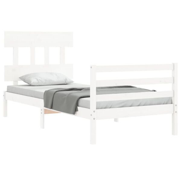 vidaXL Bed Frame without Mattress White 100x200 cm Solid Wood