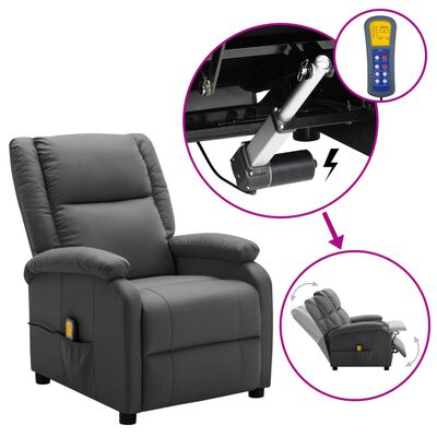 vidaXL Wing Back Electric Massage Recliner Anthracite Faux Leather