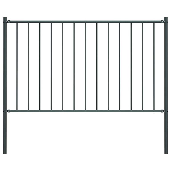 vidaXL Fence Panel with Posts Powder-coated Steel 1.81x0.75 m Anthracite
