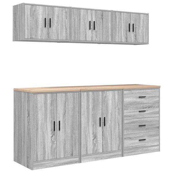 vidaXL Garage Cabinets 6 pcs Grey Sonoma Engineered Wood