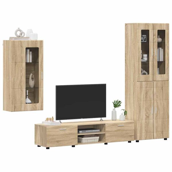 vidaXL TV Cabinet Set with Drawer FLORIN Sonoma Oak Engineered Wood
