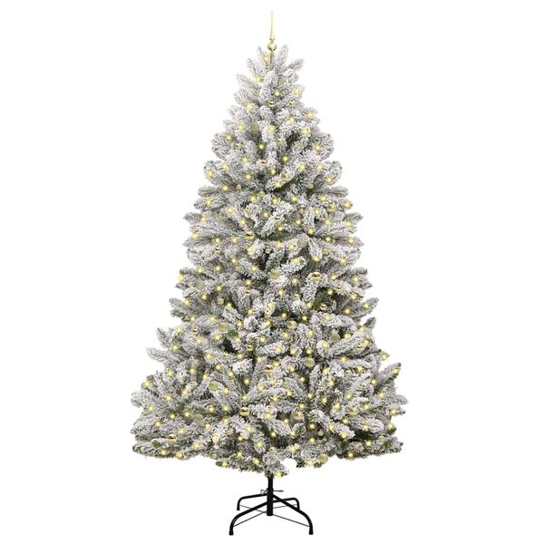 vidaXL Artificial Christmas Tree Green and White 270 cm PVC and Metal