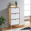 vidaXL Shoe Cabinet OTTA with 3 Drawers Brown&White Solid Wood Pine