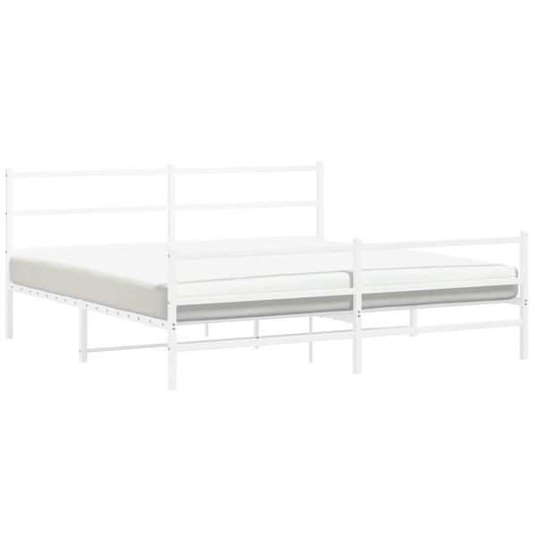 vidaXL Metal Bed Frame without Mattress with Footboard White 183x213cm
