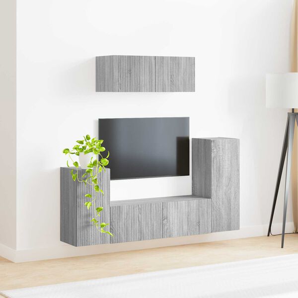 vidaXL TV Cabinet Set 4 pcs Grey Sonoma Engineered Wood