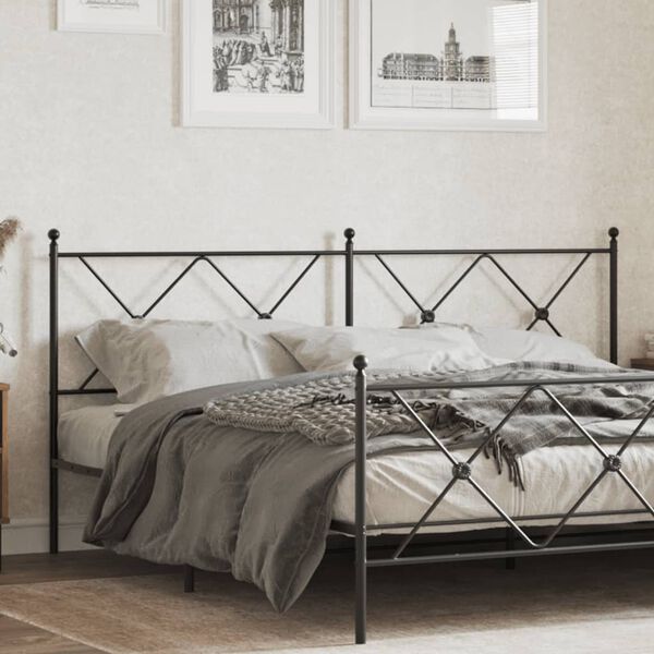 vidaXL Metal Replace Headboard Black 180cm