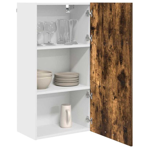 vidaXL Hanging Cabinet with Door Smoked Oak and White 50 x 31 x 100 cm