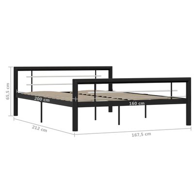 vidaXL Bed Frame Black and White Metal 160x200 cm