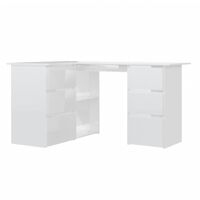vidaXL Corner Desk High Gloss White 145x100x76 cm Engineered Wood